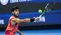 epa11632039 Carlos Alcaraz of Spain in action during his Men's Singles second round match against Tallon Griekspoor of Netherlands in the China Open tennis tournament in Beijing, China, 29 September 2024.  EPA/WU HAO