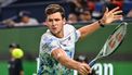 2023-10-15 11:31:46 Poland's Hubert Hurkacz hits a return against Russia's Andrey Rublev during their men's singles final match at the Shanghai Masters tennis tournament in Shanghai on October 15, 2023. 
Hector RETAMAL / AFP