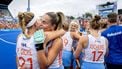 MONCHENGLADBACH - De Nederlandse hockeysters vieren de overwinning op Duitsland na afloop van de finale tussen Nederland en Duitsland op het EK Hockey in het HockeyPark stadion. ANP SEM VAN DER WAL