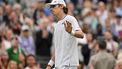 Australia's Alex De Minaur reacts after winning against France's Arthur Fils during their men's singles fourth round tennis match on the eighth day of the 2024 Wimbledon Championships at The All England Lawn Tennis and Croquet Club in Wimbledon, southwest London, on July 8, 2024. De Minaur won the match 6-2, 6-4, 4-6, 6-3.
Glyn KIRK / AFP