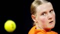 DEN HAAG - Susan Lamens in haar partij tegen Katie Boulter tijdens de Billie Jean King Cup tenniswedstrijd, kwalificaties groep F, van Nederland tegen Groot-Brittannië. ANP KOEN VAN WEEL