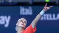 epa11992578 Jakub Mensik of Czechia in action against Arthur Fils of France during their Men’s Singles Quarterfinals at the 2025 Miami Open tennis tournament, in Miami, Florida, USA, 27 March 2025.  EPA/CRISTOBAL HERRERA-ULASHKEVICH
