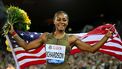 US' Sha'Carri Richardson celebrates after winning the Women's 100m final during the Diamond League athletics meeting at the Letzigrund stadium in Zurich on September 5, 2024. 
Fabrice COFFRINI / AFP