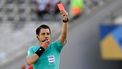 Turkish referee Halil Umut Meler shows the red card to Brazil's defender Robert Renan (out to frame) during the Argentina 2023 U-20 World Cup round of 16 football match between Brazil and Tunisia at the Estadio Unico Diego Armando Maradona stadium in La Plata, Argentina, on May 31, 2023. 
LUIS ROBAYO / AFP