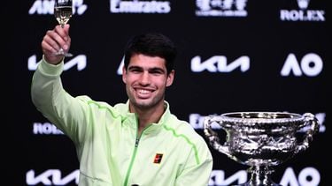 epa12697474 Carlos Alcaraz of Spain attends a press conference after losing the Men’s Singles final match at the Australian Open tennis tournament in Melbourne, Australia, 01 February 2026.  EPA/JOEL CARRETT AUSTRALIA AND NEW ZEALAND OUT
