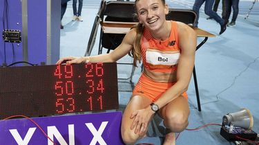 APELDOORN - Femke Bol met wereldrecord op de 400m  tijdens de tweede dag van de Nederlandse kampioenschappen indooratletiek. ANP OLAF KRAAK