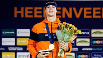 HEERENVEEN - Jenning de Boo wint goud op de 500 meter op de EK afstanden. ANP IRIS VAN DEN BROEK