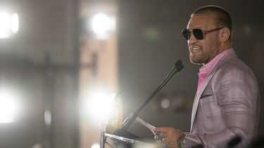 Irish MMA fighter Conor McGregor speaks during the presentation of the Bare Knuckle Fighting Championship (BKFC) in Marbella on July 18, 2024, ahead of the fight between Tenaglia and Soto set to October 12, 2024. 
JORGE GUERRERO / AFP