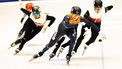 GDANSK - Teun Boer in actie tijdens de halve finale 500m op de tweede dag van de EK shorttrack. ANP IRIS VAN DEN BROEK