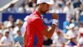 epa11505657 Novak Djokovic of Serbia reacts during the Men's Singles second round match against Rafael Nadal of Spain at the Tennis competitions in the Paris 2024 Olympic Games, at the Roland Garros in Paris, France, 29 July 2024.  EPA/FRANCK ROBICHON