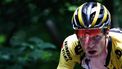2023-06-10 13:48:42 Jumbo-Visma's Belgian rider Nathan Van Hooydonck leads the pack during the seventh stage of the 75th edition of the Criterium du Dauphine cycling race, 148km between Port de Savoie to Col de la Croix de Fer - Saint Sorlin, France, on June 10, 2023. 
Anne-Christine POUJOULAT / AFP