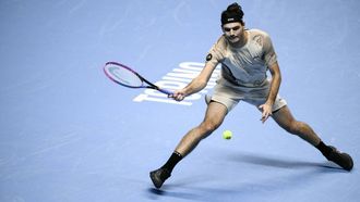 USA's Taylor Fritz hits a return against Italy's Lorenzo Musetti during the ATP Finals tennis tournament in Turin on November 10, 2025. bac
Marco BERTORELLO / AFP