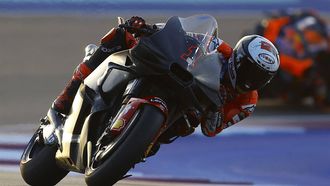 Ducati Lenovo's Italian rider Francesco Bagnaia steers his bike on the second day of the MotoGP pre-season testing at the Lusail International Circuit in Lusail, north of Doha on February 20, 2024. 
KARIM JAAFAR / AFP