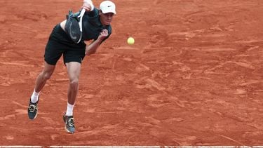 Italy's Jannik Sinner plays a backhand return to Germany's Alexander Zverev during the Monte Carlo ATP Masters Series Tournament semi-final tennis match on Court Rainier III at the Monte-Carlo Country Club in Roquebrune-Cap-Martin, south-eastern France on April 11, 2026. 
Thibaud MORITZ / AFP