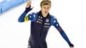HEERENVEEN - Jordan Stolz (USA) tijdens de 500 meter op de laatste dag van de ICU derde wereldbeker schaatsen in het Thialf stadion. ANP VINCENT JANNINK