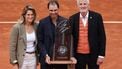 Former Spanish player Rafael Nadal pose with Roland-Garros Open tennis tournament's director Amelie Mauresmo (L) amd French Tennis Federation's President Gilles Moretton (R) during a ceremony honoring his career on Court Philippe-Chatrier as part of the French Open tennis tournament at the Roland-Garros Complex in Paris on May 25, 2025. May 23, 2025, marked 20 years since Spain's Raphael Nadal shook Roland Garros with his first match at the French Open, changing the tennis tournament's history forever. Two decades and 14 titles later, the clay court legend, who retired in November 2024, will receive a tribute during the tournament on May 25, 2025.
Franck FIFE / AFP
