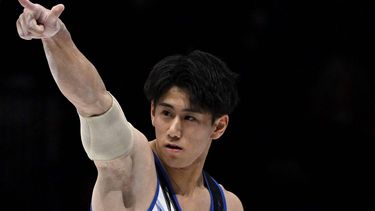 2023-10-05 21:49:30 Japan's Daiki Hashimoto gestures after he competes on the Parallel Bars in the Men's Individual All-Around Final during the 52nd FIG Artistic Gymnastics World Championships, in Antwerp, northern Belgium, on October 5, 2023. 
Lionel BONAVENTURE / AFP