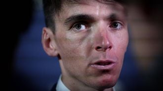 French rider Romain Bardet looks on after receiving the Bernard Hinault trophy during the Velo d'Or 2024 award ceremony at the Pavillon Gabriel in Paris on December 6, 2024. 
Anne-Christine POUJOULAT / AFP