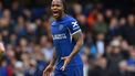 Chelsea's English midfielder #07 Raheem Sterling reacts during the English FA Cup Quarter Final football match between Chelsea and Leicester City at Stamford Bridge in London on March 17, 2024. 
Glyn KIRK / AFP