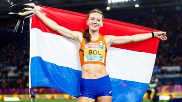 ROME - Femke Bol wint de finale van de 400 meter horden vrouwen op de vijfde dag van de Europese kampioenschappen atletiek. ANP IRIS VAN DEN BROEK