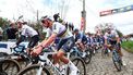 Netherlands' Mathieu van der Poel of Alpecin-Deceuninck  competes in the men's race of the 'Ronde van Vlaanderen/ Tour des Flandres one day cycling race, 270,8km from Antwerp to Oudenaarde, on March 31, 2024. 
DAVID PINTENS / Belga / AFP