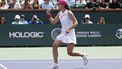 epa11226626 Iga Swiatek of Poland gestures after winning a point against Maria Sakkari of Greece during the women's final at the BNP Paribas Open tennis tournament in Indian Wells, California, USA, 17 March 2024.  EPA/JOHN G. MABANGLO