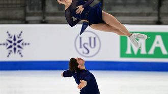 Netherlands' Daria Danilova and Michel Tsiba compete during the Pairs Free Skating event of the ISU Figure Skating European Championships in Tallinn, Estonia on January 30, 2025. 
Daniel MIHAILESCU / AFP