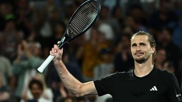 epa12674202 Alexander Zverev of Germany celebrates after winning the Men’s 3rd round match against Cameron Norrie of Great Britain on day six of the 2026 Australian Open tennis tournament in Melbourne, Australia, 23 January 2026.  EPA/JOEL CARRETT AUSTRALIA AND NEW ZEALAND OUT