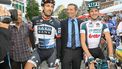 (FILES) (From L) Swiss Fabian Cancellara of team Saxo Bank, former cyclist Rik Van Looy and Belgian Jurgen Van Den Broeck of team Omega Pharma-Lotto are pictured before the after-Tour criterium in Herentals, on July 29, 2010, as part of the classic races for cyclists who took part in the 2010 Tour de France.  Belgian rider Rik Van Looy, considered one of the greatest riders in history and winner of every cycling landmark, died at the age of 90, several Belgian media reported on December 18, 2024.
PETER DECONINCK / BELGA / AFP