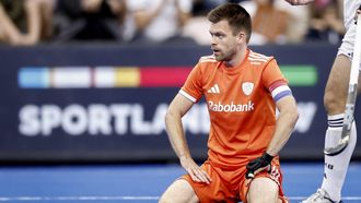 MONCHENGLADBACH - Thierry Brinkman van Nederland tijdens de finale tussen Nederland en Duitsland op het EK Hockey in het HockeyPark stadion. ANP ROBIN VAN LONKHUIJSEN