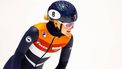 GDANSK - Xandra Velzeboer baalt tijdens de finale op de 1000 meter op de vierde en laatste dag van de EK shorttrack. ANP IRIS VAN DEN BROEK