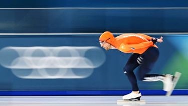 Netherlands' Chris Huizinga competes in the speed skating men's 5000m during the Milano Cortina 2026 Winter Olympic Games at Milano Speed Skating Stadium in Milan on February 8, 2026. 
Gabriel BOUYS / AFP