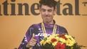 Team Jayco AlUla team's Australian rider Ben O'Connor celebrates on the podium after winning the 18th stage of the 112th edition of the Tour de France cycling race, 171.5 km between Vif and Courchevel Col de la Loze, in the Alps, southeastern France, on July 24, 2025. 
Anne-Christine POUJOULAT / AFP