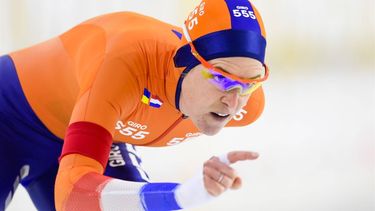 HEERENVEEN - Ireen Wust (NED) in actie op de 1500 meter, de laatste wedstrijd bij haar afscheid, tijdens de wereldbekerfinale schaatsen in Thialf op 12 maart 2022 in Heerenveen, Nederland. ANP OLAF KRAAK