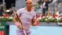 Spain's Rafael Nadal gestures during the 2024 ATP Tour Madrid Open tennis tournament singles match against US' Darwin Blanch at Caja Magica in Madrid on April 25, 2024. 
OSCAR DEL POZO / AFP