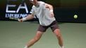 epa13288909 Botic van de Zandschulp of Netherlands in action during his Men's Singles match against Daniel Merida of Spain at the Shanghai Masters tennis tournament in Shanghai, China, 08 October 2026.  EPA/ALEX PLAVEVSKI