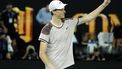 epa11098822 Jannik Sinner of Italy celebrates winning his quarterfinal match against Andrey Rublev of Russia at the Australian Open tennis tournament in Melbourne, Australia, 23 January 2024.  EPA/MAST IRHAM