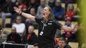 epa11062768 Swedish Staffan Olsson coaches the Netherlands during the men's handball match in the Norlys Golden League training tournament between Denmark and the Netherlands in Jyske Bank Arena in Odense, Denmark, 7 January 2024.  EPA/Claus Fisker DENMARK OUT