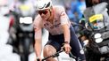 2023-08-06 16:18:21 epa10787681 Mathieu van der Poel of the Netherlands in action during the Men's Elite Road Race at the UCI Cycling World Championships 2023 in Glasgow, Britain, 06 August 2023.  EPA/ROBERT PERRY