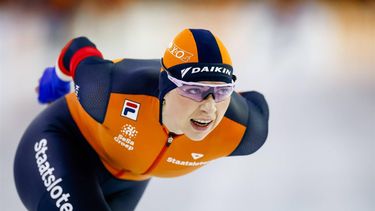 HEERENVEEN - Joy Beune (Nederland) in actie op de 5000 meter allround voor vrouwen op de slotdag van de ISU EK Allround en Sprint in Thialf. ANP KOEN VAN WEEL