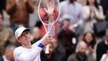 Poland's Iga Swiatek celebrates after winning her women's singles round of sixteen match against Russia's Anastasia Potapova on Court Philippe-Chatrier on day eight of the French Open tennis tournament at the Roland Garros Complex in Paris on June 2, 2024. 
Dimitar DILKOFF / AFP