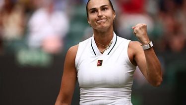 Belarus's Aryna Sabalenka celebrates winning against US player McCartney Kessler during their women's singles second round tennis match on the third day of the 2026 Wimbledon Championships at The All England Lawn Tennis and Croquet Club in Wimbledon, southwest London, on July 1, 2026. 
HENRY NICHOLLS / AFP