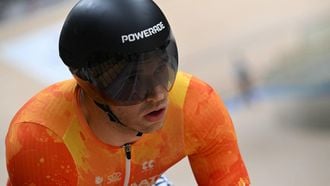 Netherlands’ Harrie Lavreysen competes in the men’s sprint semifinal at the 2026 UCI Track World Championships at the Shanghai Velodrome in Shanghai on October 18, 2026. 
JADE GAO / AFP