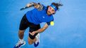 2023-10-18 02:00:00 Greece's Stefanos Tsitsipas serves the ball during his quarter final doubles match against The Netherland's Matwe Middelkoop and Germany's Andreas Mies at the European Open Tennis ATP tournament in Antwerp on October 18, 2023. 
JASPER JACOBS / Belga / AFP