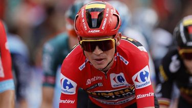 2023-09-17 19:41:47 Overall leader Team Jumbo-Visma's US rider Sepp Kuss rides during the 21st and last stage of the 2023 La Vuelta cycling tour of Spain, a 101,1 km race between the hippodrome of La Zarzuela and Madrid, on September 17, 2023. 
Oscar DEL POZO / AFP