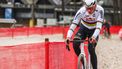 Dutch rider Mathieu Van Der Poel takes part in a warm-up session before the Men's elite race of the 'Zilvermeer Mol' cyclocross cycling event, race 3/6 in the 'Exact Cross' competition, in Mol on December 22, 2023.
 
DAVID PINTENS / Belga / AFP