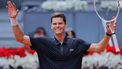 Belgium's Alexander Blockx celebrates beating Norway's Casper Ruud during their 2026 ATP Tour Madrid Open tennis tournament quarter-final singles match at the Caja Magica in Madrid, on April 30, 2026. 
Thomas COEX / AFP
