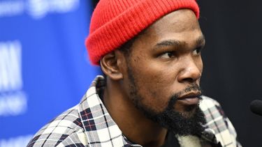 Kevin Durant, of the Phoenix Suns, speaks during a media availability as part of the 2023 NBA All-Star Weekend in Salt Lake City, Utah, on February 18, 2023.
 
Patrick T. Fallon / AFP