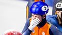MILAAN - Xandra Velzeboer reageert na de b-finale van de mixed relay in de Milano Ice Skating Area, tijdens de Olympische Winterspelen. ROBIN VAN LONKHUIJSEN / ANP
