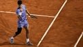 Spain's Carlos Alcaraz reacts during his men's singles match against Serbia's Laslo Djere at the ATP Rome Open tennis tournament at Foro Italico in Rome on May 11, 2025.  
MARCO BERTORELLO / AFP